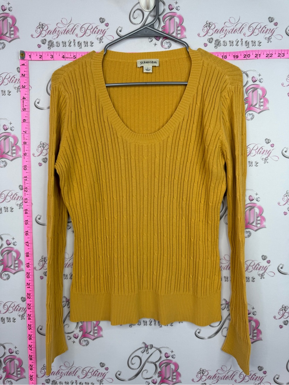 St. John's Bay Mustard Ribbed Scoop Neck Sweater